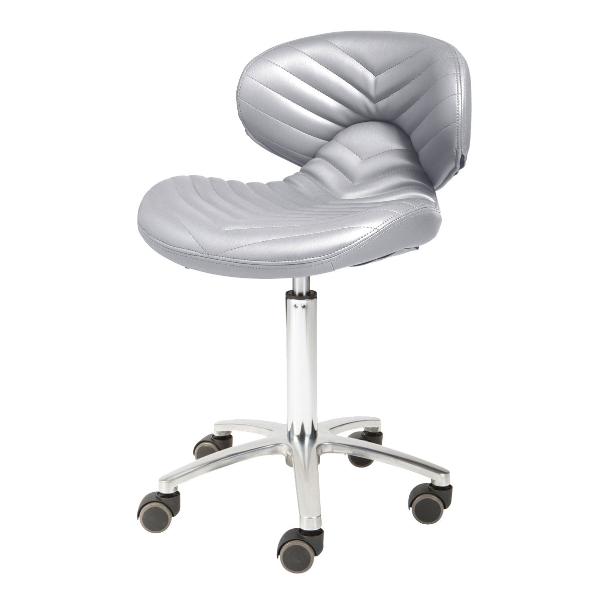 Chevron Manicure Technician Stool - 1010H - Salon and Spa Furniture - Silver
