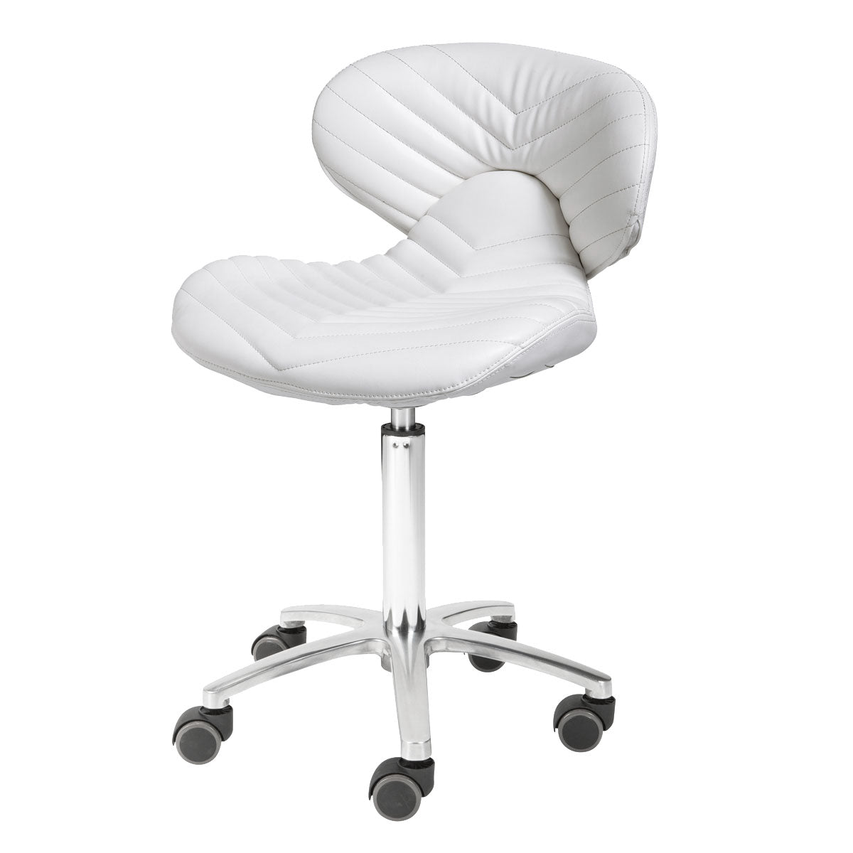 Chevron Manicure Technician Stool - 1010H - Salon and Spa Furniture - White