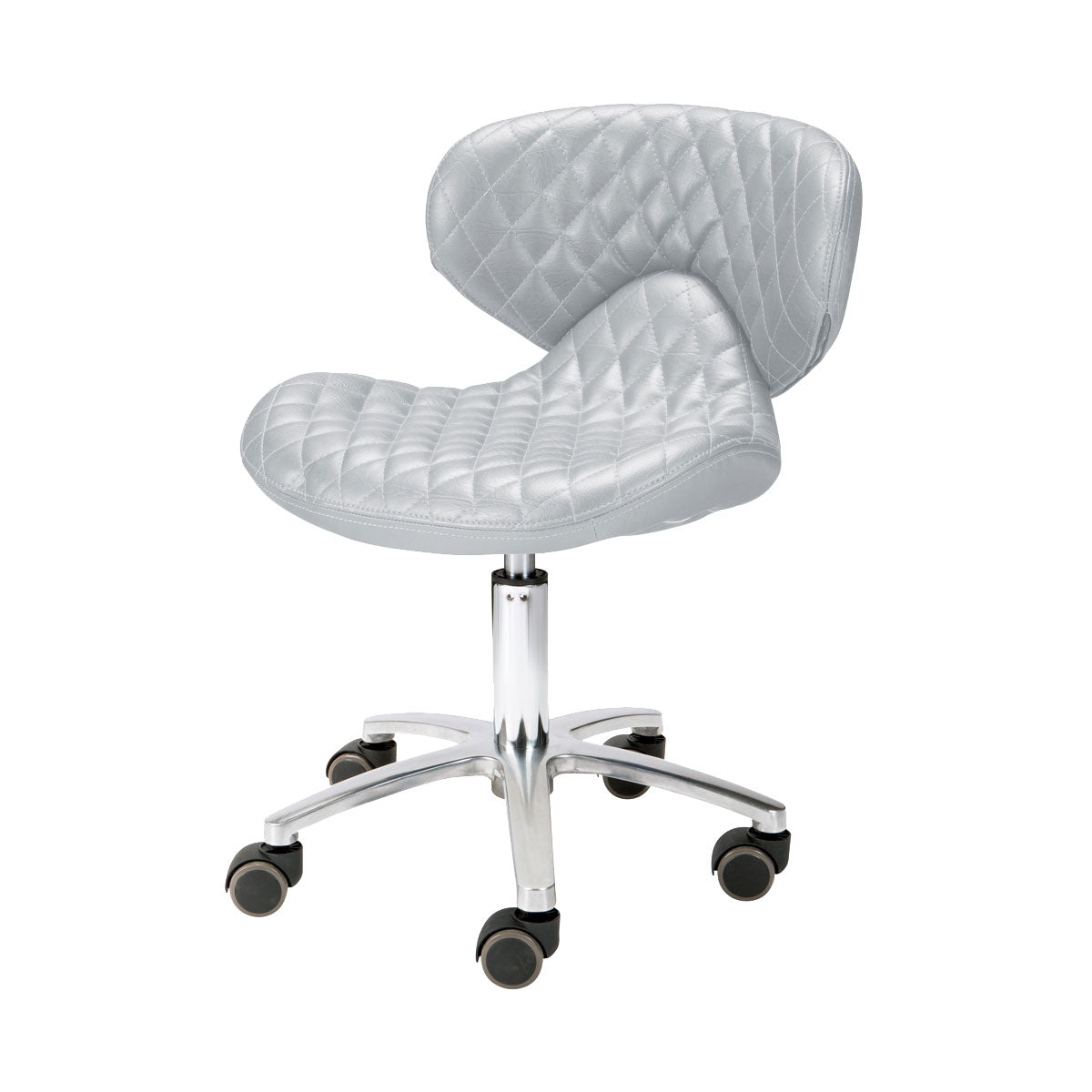 Lexi Diamond Quilted Manicure Technician Stool - 1009H - Salon and Spa Furniture - Silver